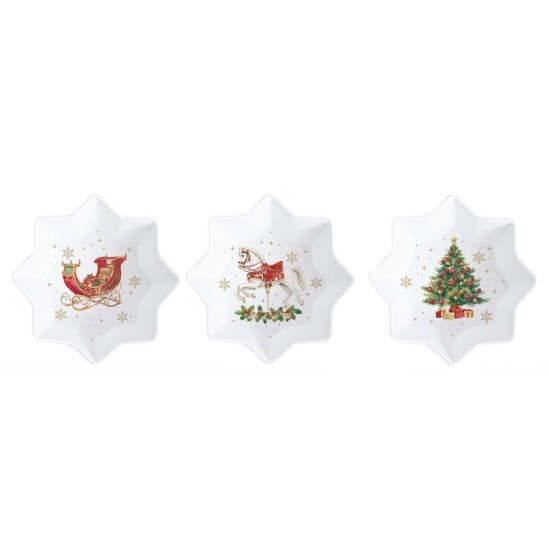3 darabos előétel tál szett, bambusz tálcával, "Christmas Tale" - Easy Life