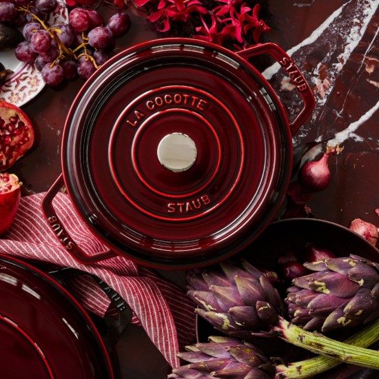 Cocotte főzőedény, öntöttvas, 22 cm/2.6L, Grenadine - Staub