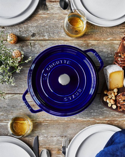 Cocotte főzőedény, öntöttvas, 22cm/2,6L, Dark Blue - Staub