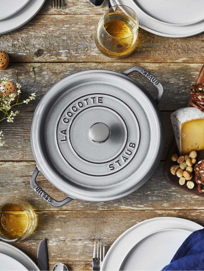Cocotte öntöttvas főzőedény, 22 cm/2,6 l, <<Grafitszürke>> - Staub