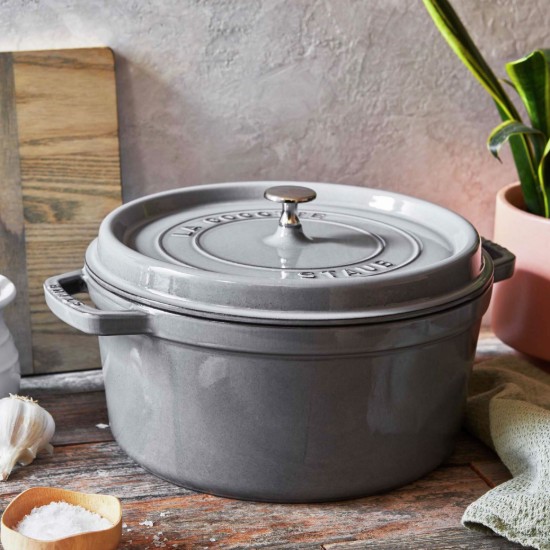 Cocotte főzőedény, öntöttvas, 26cm/5,2L, Graphite Grey - Staub