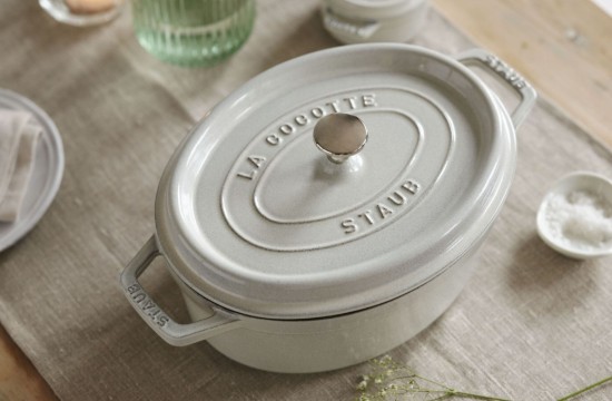 Ovális cocotte főzőedény, öntöttvas, 27cm/3,2 l, White Truffle - Staub