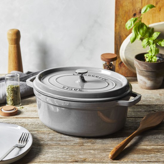 Ovális Cocotte főzőedény, öntöttvas, 31cm/5,5L, Graphite Grey - Staub