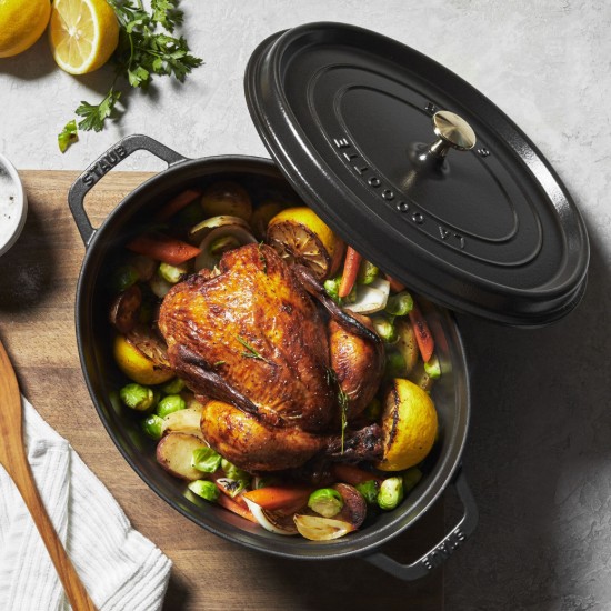 Ovális Cocotte főzőedény, öntöttvas, 31cm/5.5L, Black - Staub