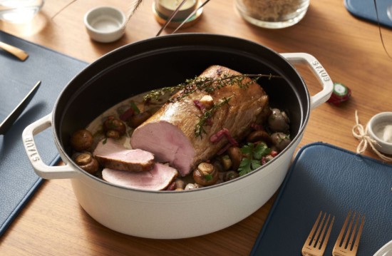 Oval Cocotte főzőedény, öntöttvas, 31cm/5,5L, fehér szarvasgomba - Staub
