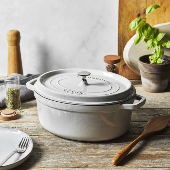 Oval Cocotte főzőedény, öntöttvas, 31cm/5,5L, fehér szarvasgomba - Staub