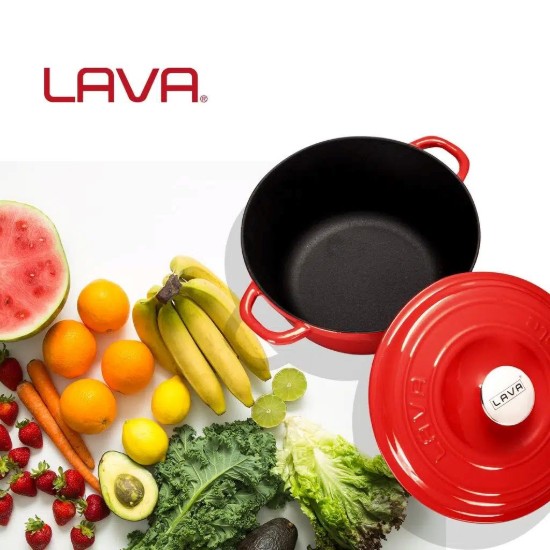 Öntöttvas edény, 26 cm/4,86 L, "New Heritage", piros - LAVA