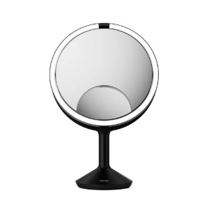 Kozmetikai tükör szenzorral, 25 cm, "Trio Max", Matte Black Steel - simplehuman