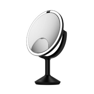 Kozmetikai tükör szenzorral, 25 cm, "Trio Max", Matte Black Steel - simplehuman