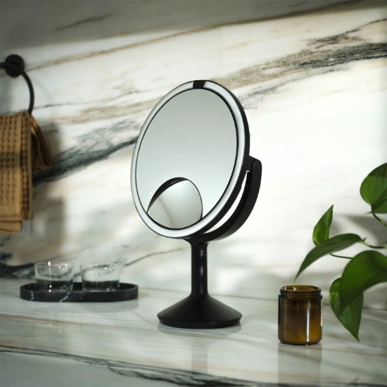 Kozmetikai tükör szenzorral, 25 cm, "Trio Max", Matte Black Steel - simplehuman