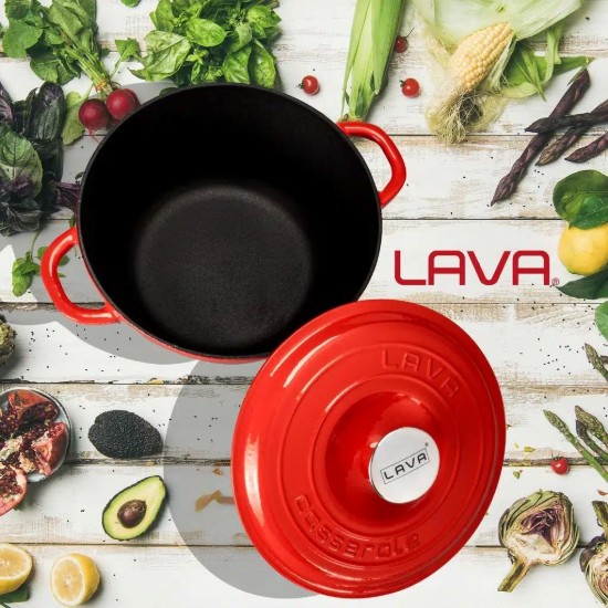 Öntöttvas edény, 24 cm/4,07 L, "New Heritage", piros - LAVA