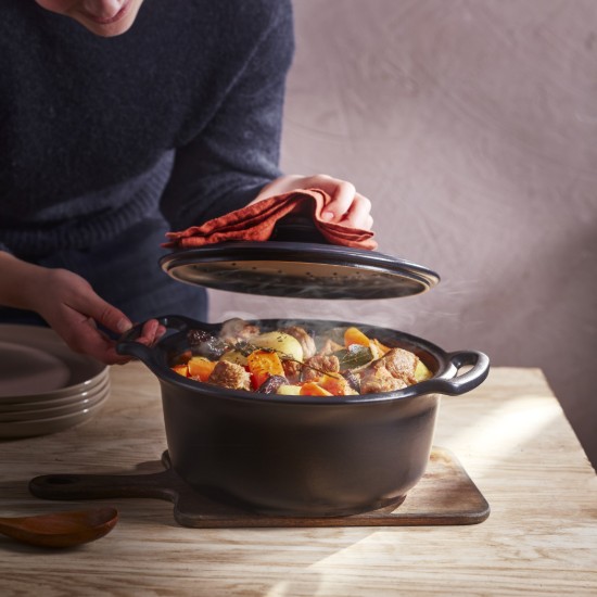 Cocotte főzőedény, kerámia, 31 cm / 5,5 L, "Sublime +", SLATE - Emile Henry