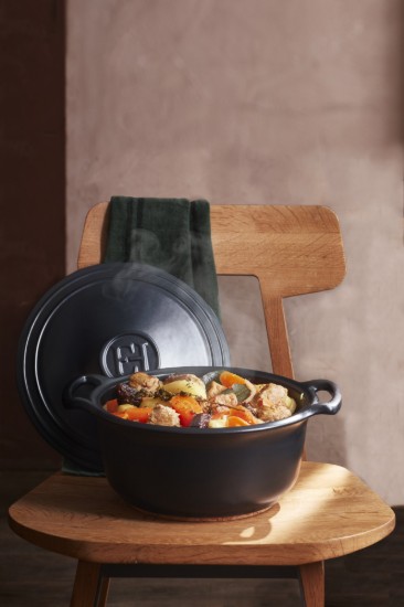 Cocotte főzőedény, kerámia, 31 cm / 5,5 L, "Sublime +", SLATE - Emile Henry