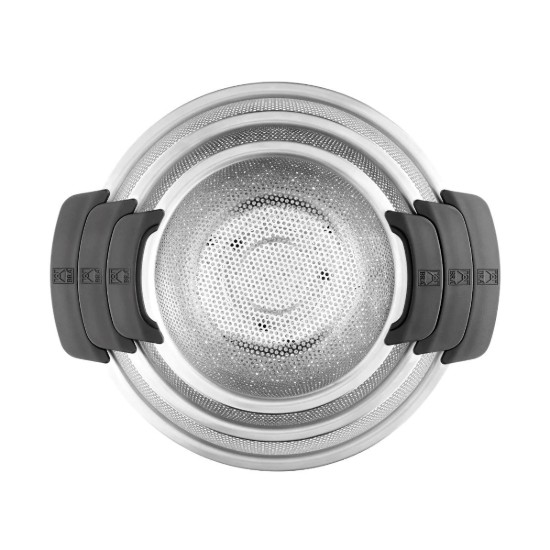 3 darabos szűrőedény készlet 2 fogantyúval, rozsdamentes acél, 18/22/26 cm - BRA