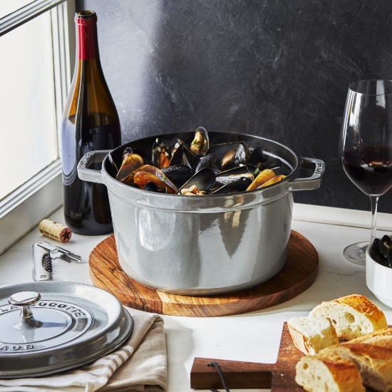 Cocotte mély főzőedény, öntöttvas, 24cm/4.7L, Graphite Grey - Staub