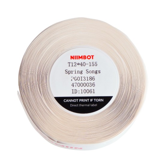 Öntapadós címketekercs, 12 x 40 mm, 155 db/tekercs, Tavaszi dalok - NIIMBOT