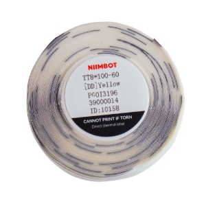 Öntapadós címketekercs, 8 x 100 mm, 60 db/tekercs, Átlátszó sárga - NIIMBOT