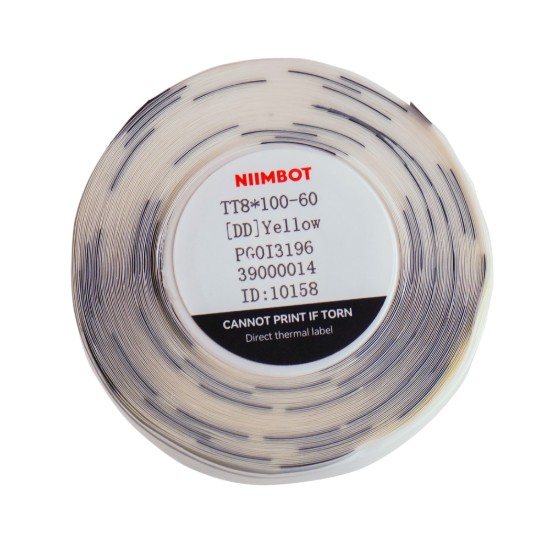 Öntapadós címketekercs, 8 x 100 mm, 60 db/tekercs, Átlátszó sárga - NIIMBOT