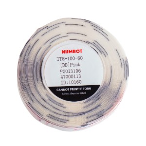 Öntapadós címketekercs, 8 x 100 mm, 60 db/tekercs, Átlátszó rózsaszín - NIIMBOT