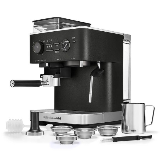 Félautomata elektromos eszpresszógép, 1500 W, "Cast Iron Black" szín - KitchenAid