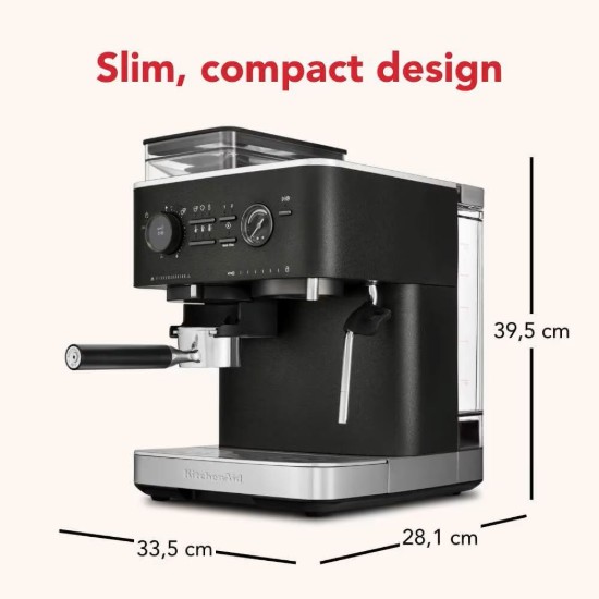 Félautomata elektromos eszpresszógép, 1500 W, "Cast Iron Black" szín - KitchenAid