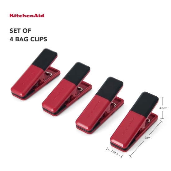 4 db táskacsipesz készlet, műanyag, Empire Red - KitchenAid