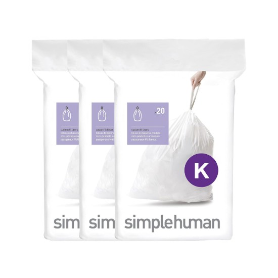Szemeteszsákok, K kód, 35-45 L / 60 db, műanyag - simplehuman