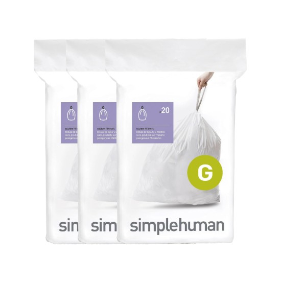 Szemeteszsákok, G kód, 30 L / 60 db, műanyag - simplehuman