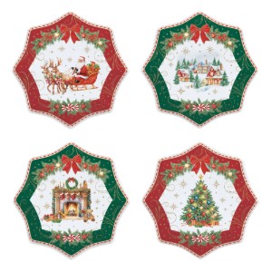 4 desszertttálból álló készlet, porcelán, 16 cm, "Christmas Heritage" - Easy Life
