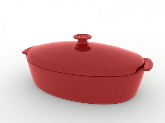 Ovális kerámia tál fedővel, 41,5 x 24 cm / 5,8L, Burgundy - Emile Henry