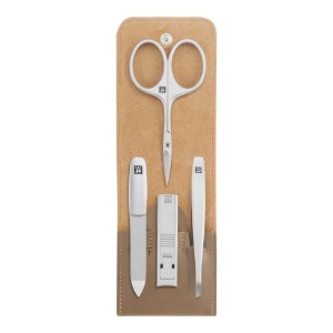 4 részes manikűr szett, rozsdamentes acél, szürke bőrtok, PREMIUM - Zwilling