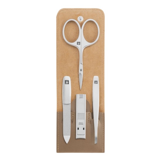 4 részes manikűr szett, rozsdamentes acél, szürke bőrtok, PREMIUM - Zwilling