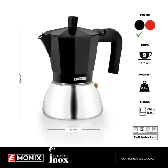 Rozsdamentes acél kávéfőző, 470ml, fekete - Monix