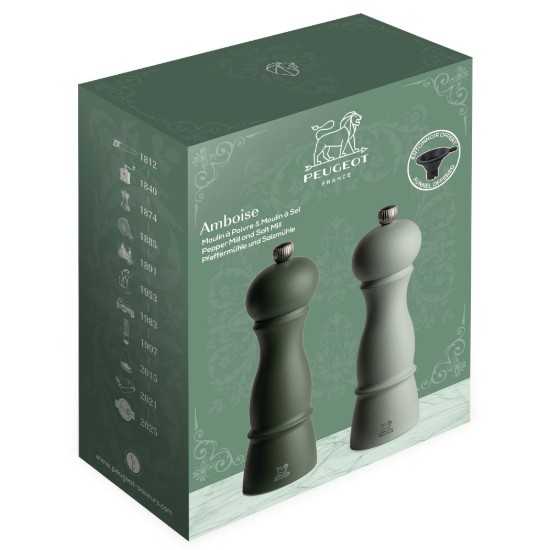 2 darabos só- és borsőrlő készlet, 18 cm, "Amboise Z", Fern&Sage - Peugeot