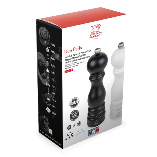 2 darabos só- és borsőrlő készlet, 20 cm, "Paris u'Select Z", Black&White - Peugeot