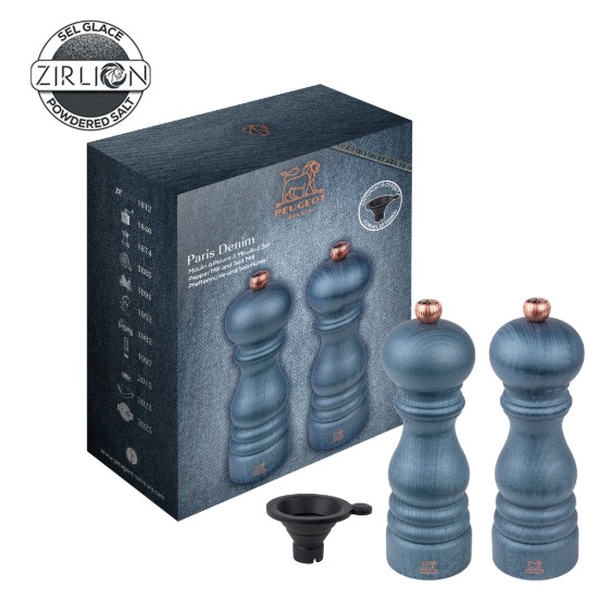 2 darabos só- és borsőrlő készlet, 18 cm, "Paris", Denim - Peugeot
