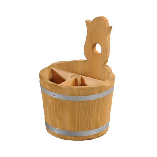 Evőeszköztartó, 3 rekesszel, 14 cm, fenyőfa - Kesper