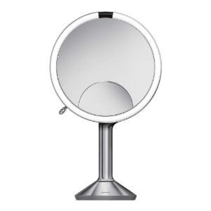 Sminktükör szenzorral, 23 cm, "Trio", Brushed Stainless Steel - simplehuman