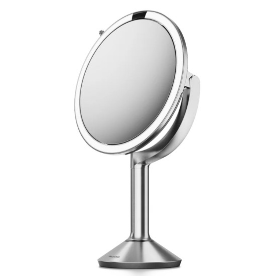 Sminktükör szenzorral, 23 cm, "Trio", Brushed Stainless Steel - simplehuman