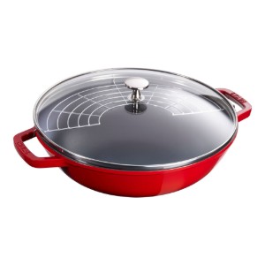 Wok serpenyő, öntöttvas, 30 cm, Cherry - Staub