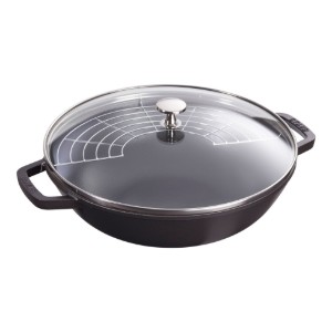 Wok serpenyő, öntöttvas, 30cm, Black - Staub